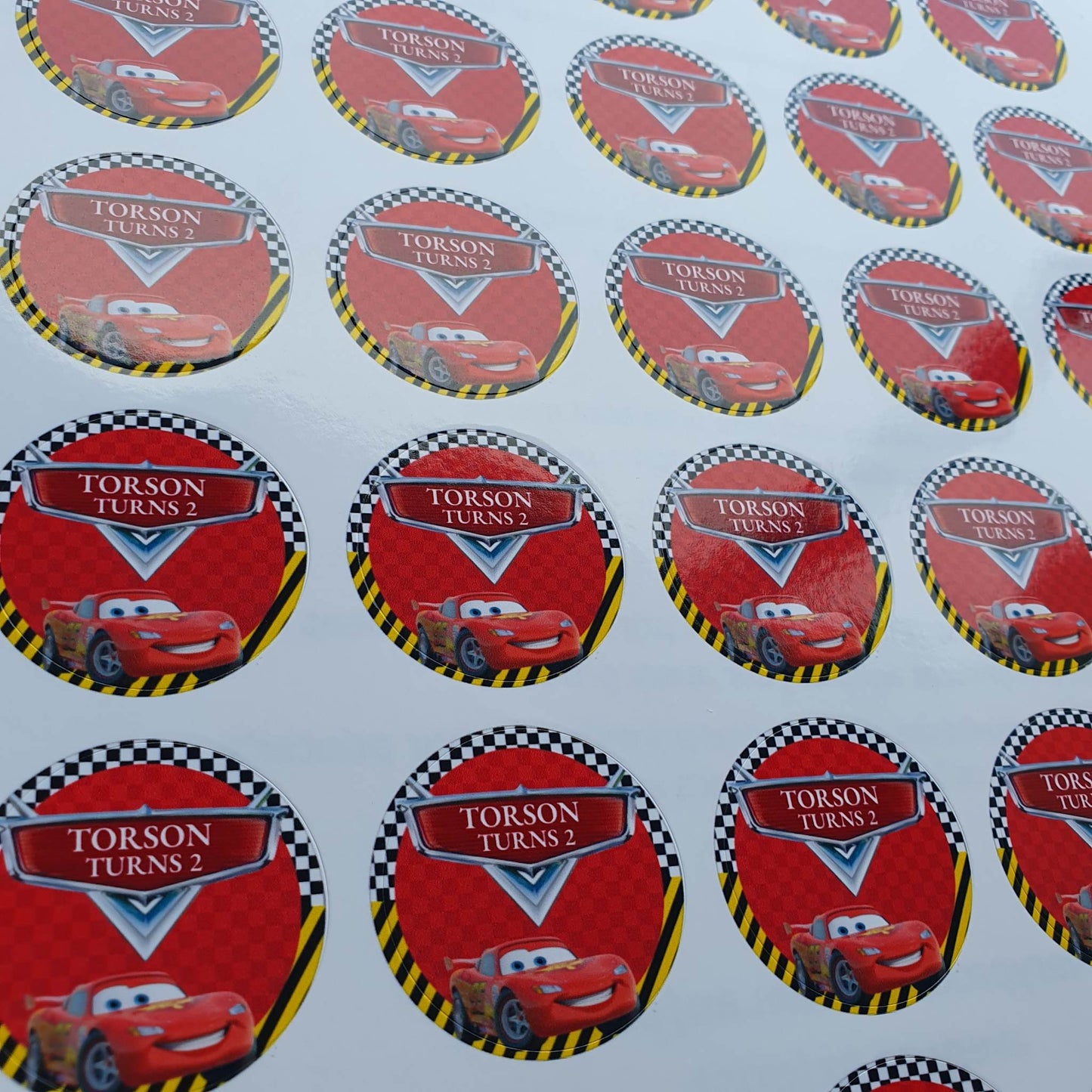Lightning McQueen Stickers | Personalised birthday stickers