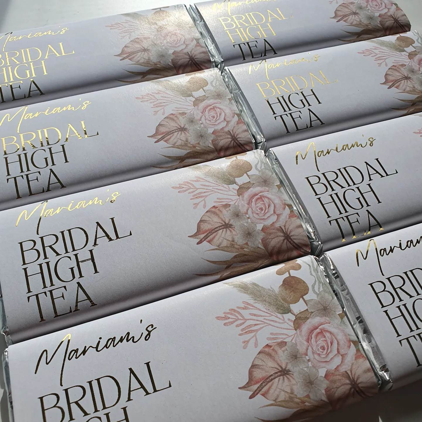 Boho Floral with gold foil | Personalised chocolate bars