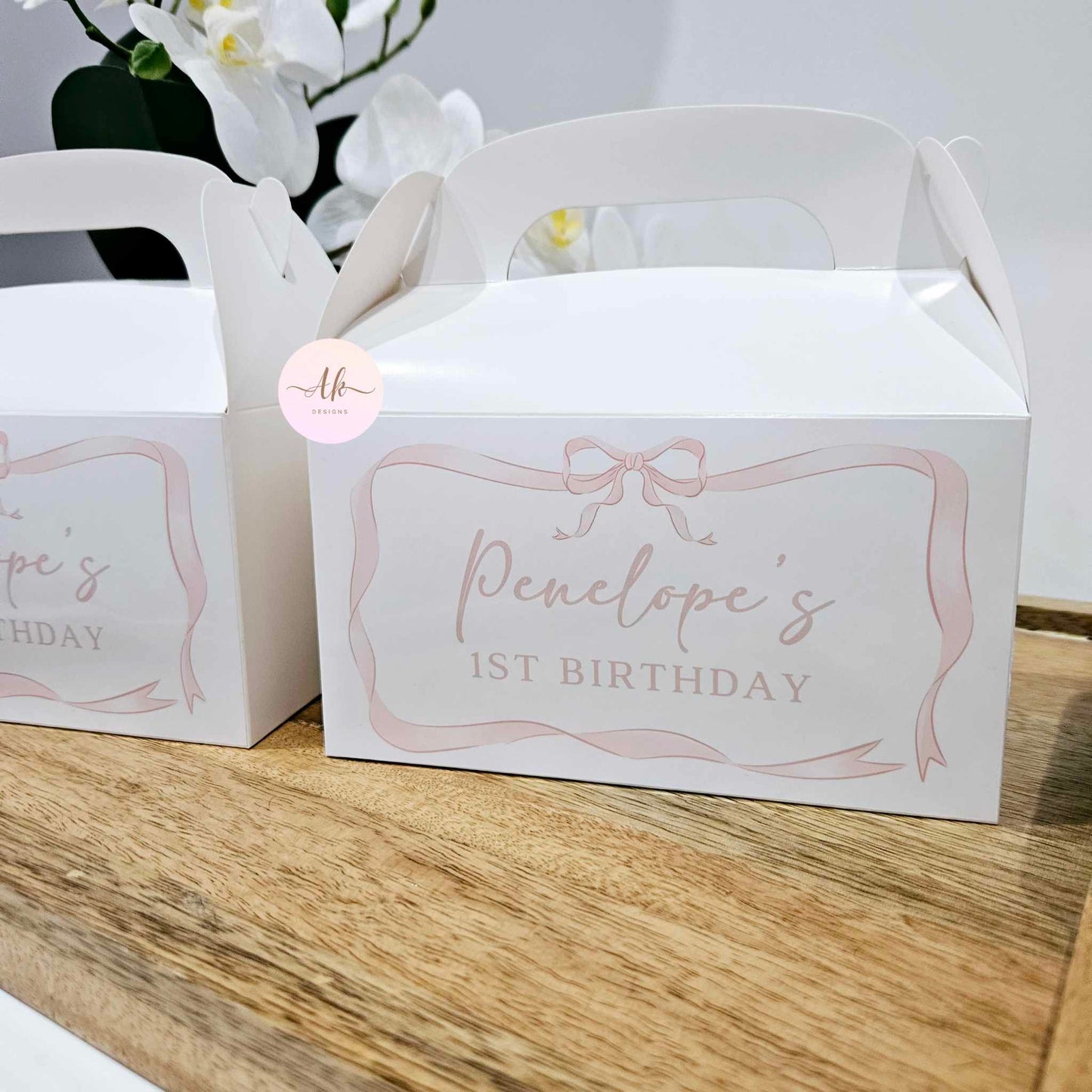 Pink Bow Favour Boxes