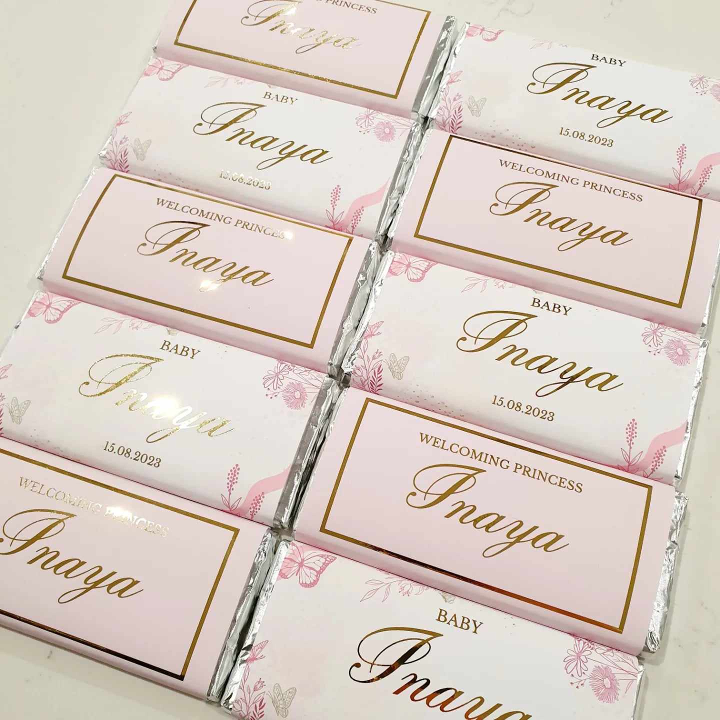 Pink/Purple butterfly chocolates | Gold foil