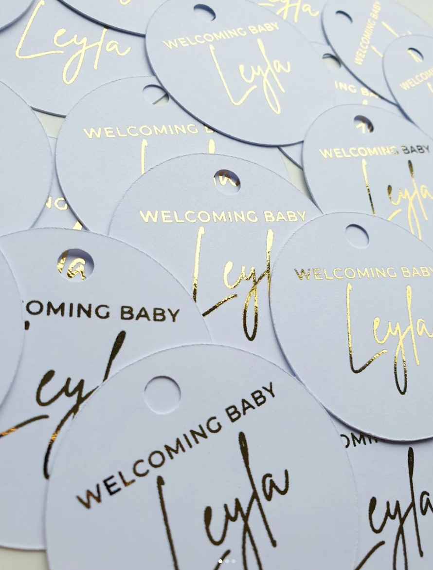 Circle tags with real foil | Personalised