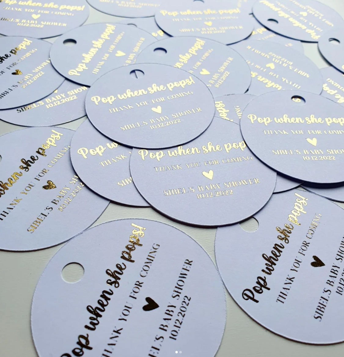 Circle tags with real foil | Personalised