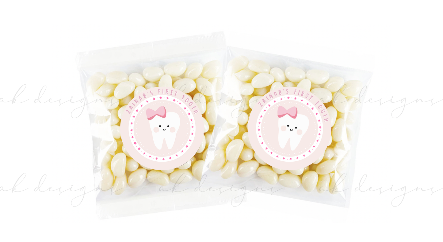 First tooth circle stickers | Pink and White