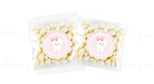 First tooth circle stickers | Pink and White