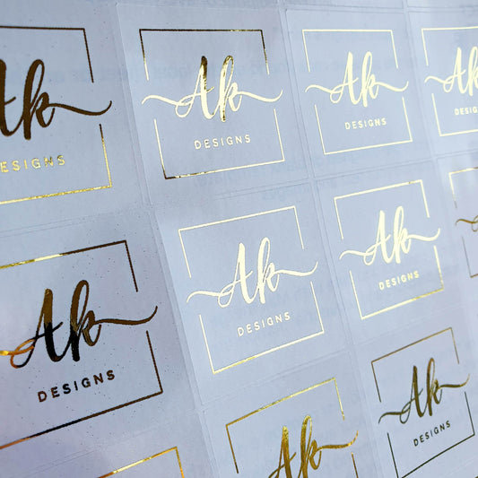 Business Logo | Round & Square | Personalised Gold foil Stickers