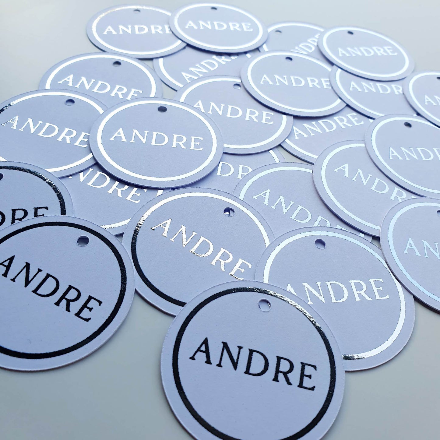 Circle tags with real foil | Personalised