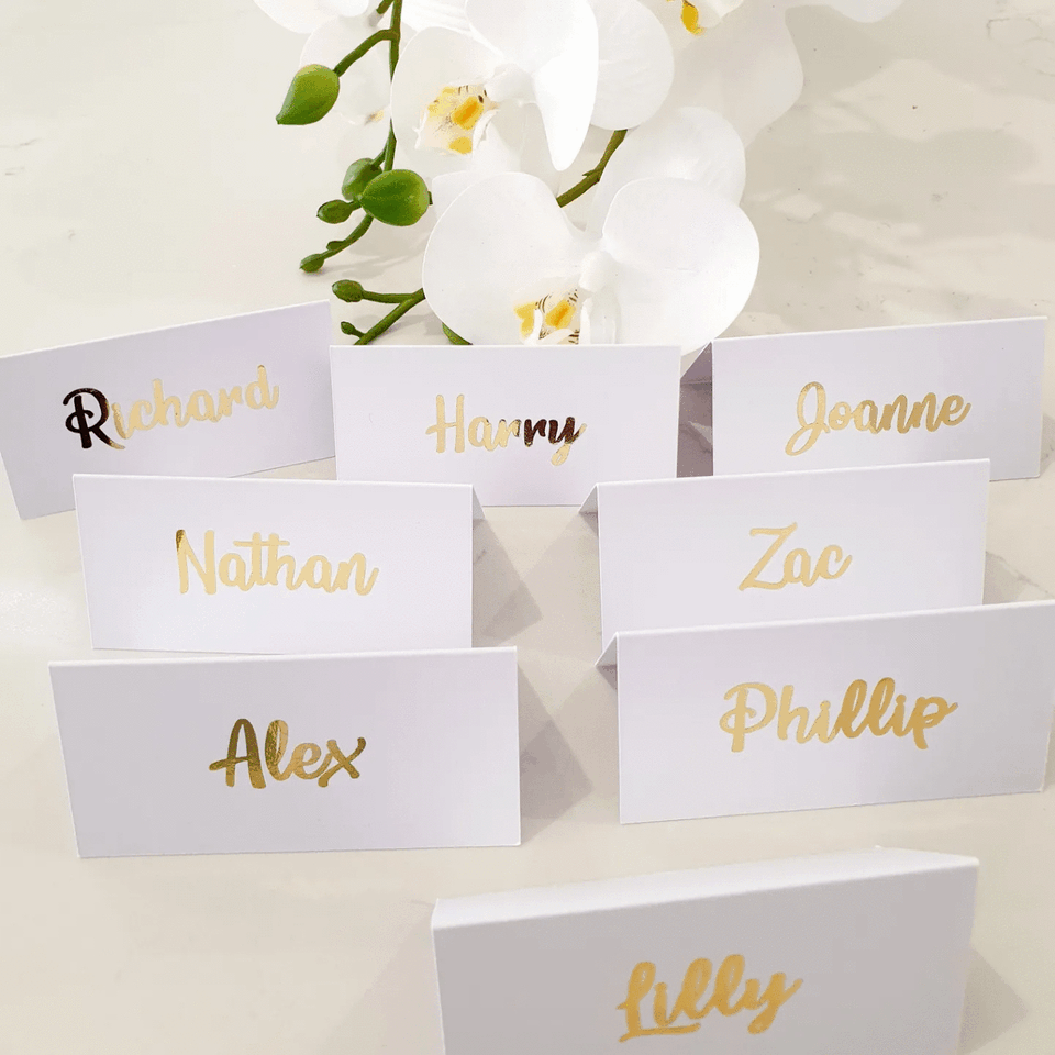 Place cards | Name cards | Folded Circle Flat Wavey | Gold Silver Rose Gold foil