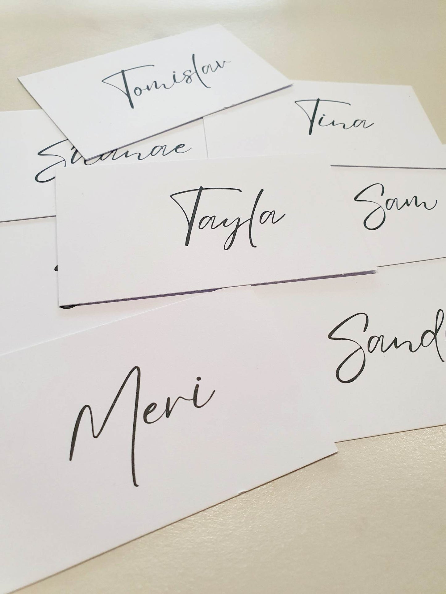 Place cards | Name cards | Folded Circle Flat Wavey | Gold Silver Rose Gold foil