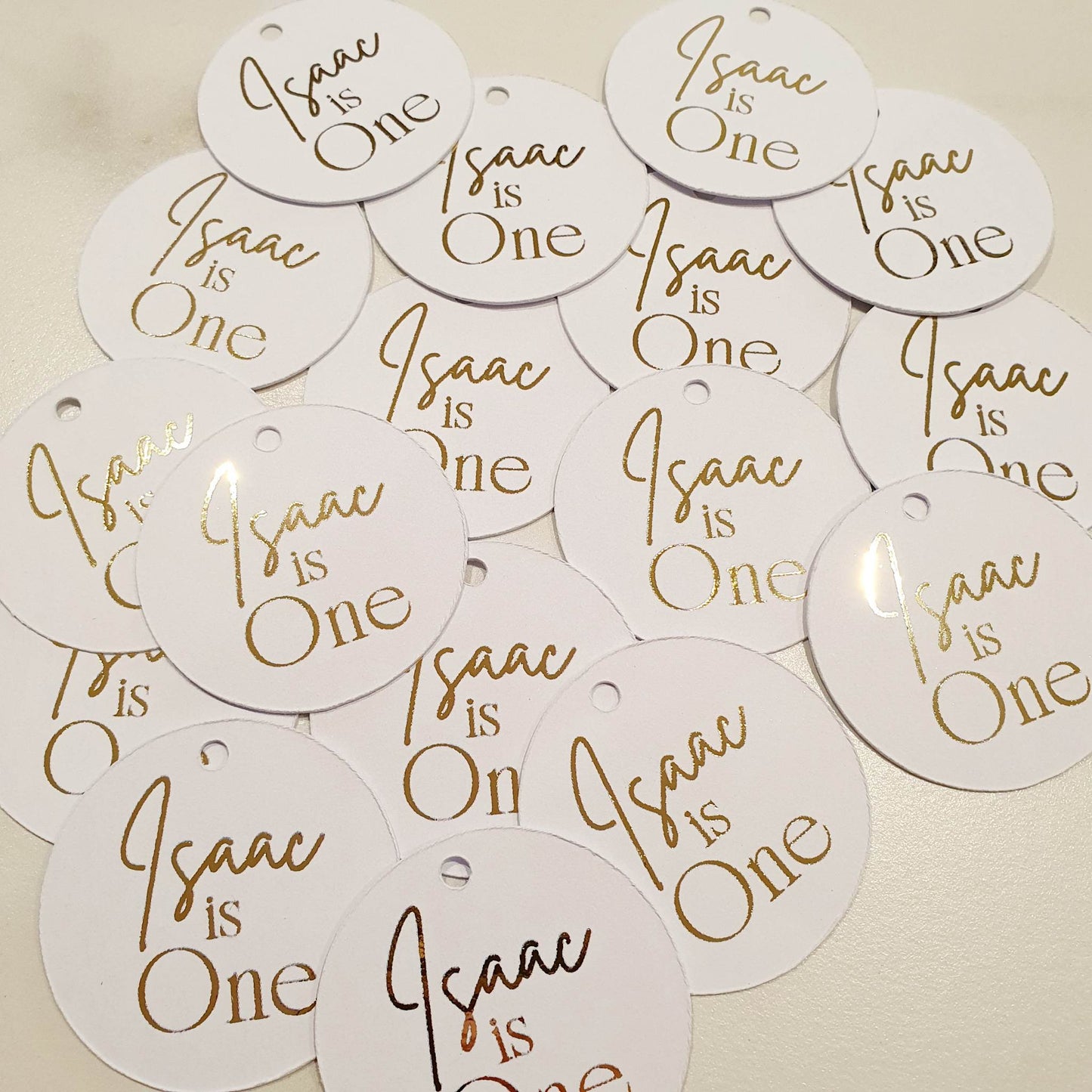 Circle tags with real foil | Personalised