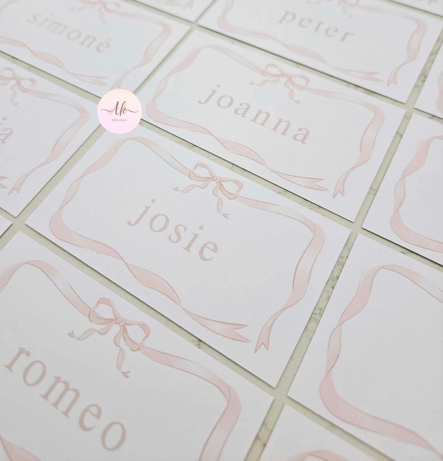 Place cards | Pink Bow