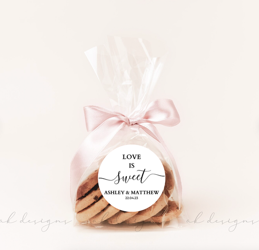 Love is Sweet stickers with real foil