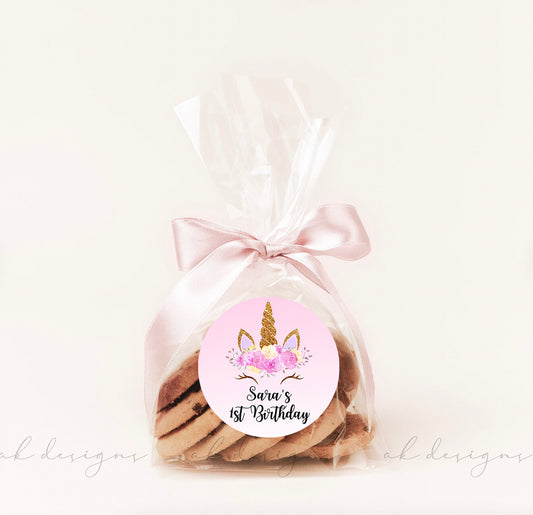 Unicorn stickers with foil | Personalised birthday stickers