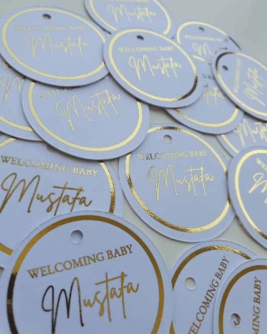 Circle tags with real foil | Personalised