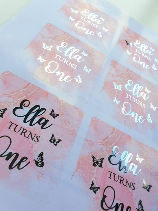 Pink Butterfly stickers with real foil
