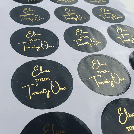 Black stickers with real foil | Round & Square