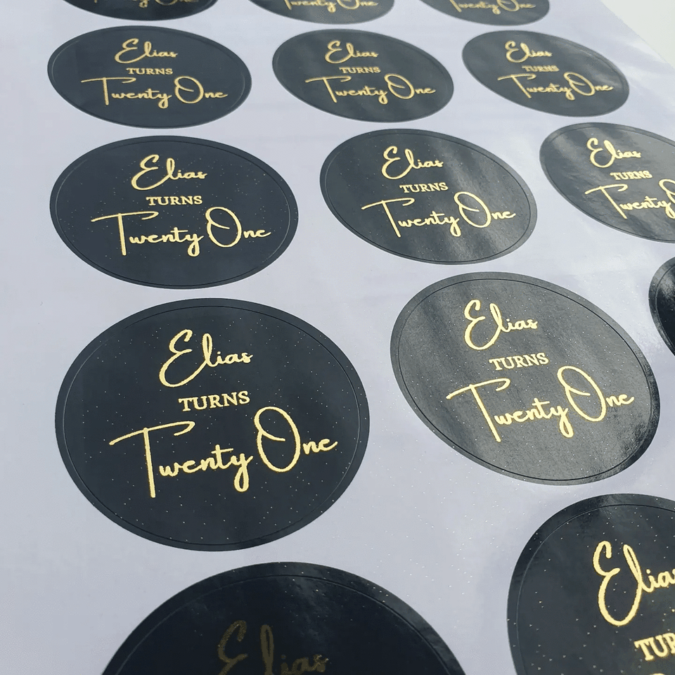 Black stickers with real foil | Round & Square
