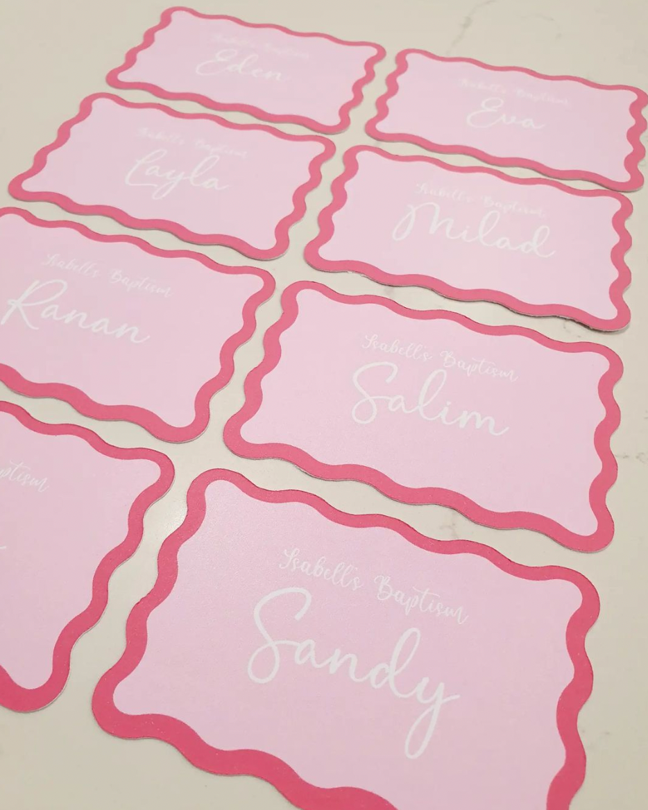 Pink Wavey Place Cards