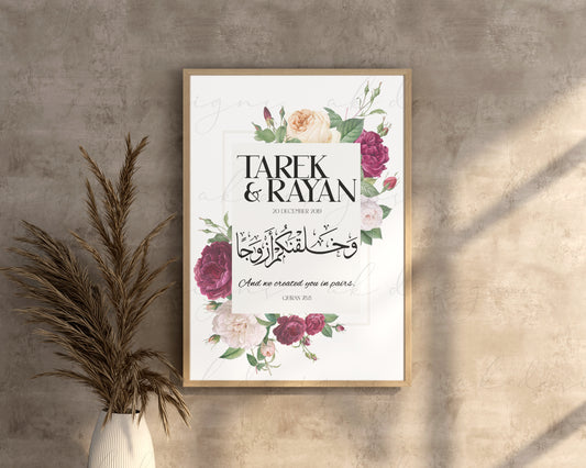 We Created You In Pairs 78:8 | Floral | Personalised Print Only